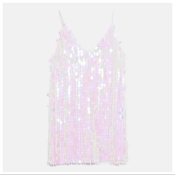 NWT. Zara Iridescent Effect Sequins Dress. Size L. - Picture 4 of 8